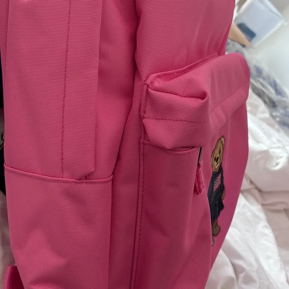 Polo Ralph Lauren Pink Polo Bear Canvas Backpack Kids School Bag